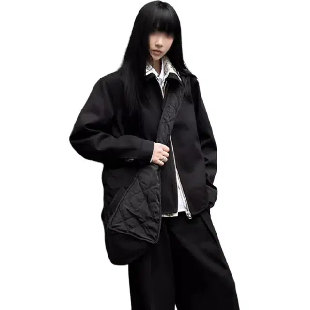 单爵 美式复古花领假两件外套男春秋季设计感拉链夹克 男女同款