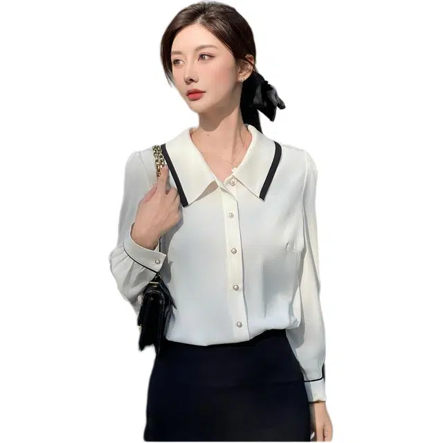 思蓓儿 复古设计感通勤百搭舒适时尚长袖衬衫 女款 杏色
