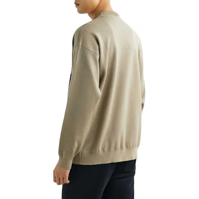 阿玛尼 长袖圆领直筒针织衫 男女同款 卡其色