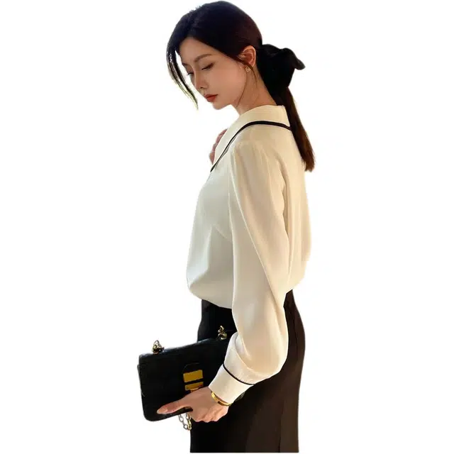 思蓓儿 复古设计感通勤百搭舒适时尚长袖衬衫 女款 杏色