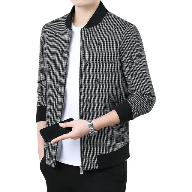 太子龍 厚款格子潮流百搭棒球领休闲夹克 男款