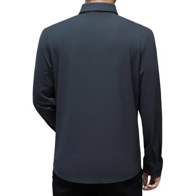 卡丹狄诺 含绵羊毛无痕纯色垂顺舒适爸爸装衬衣轻商务休闲秋冬季长袖衬衫 男款