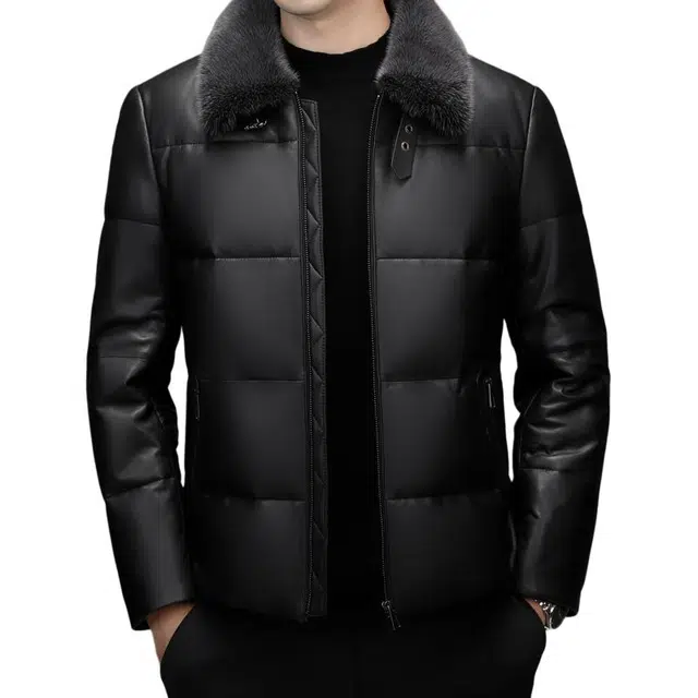 太子龍 舒适时尚纯色皮衣 男款