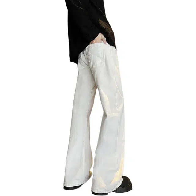 单爵 修身直筒薄款高街微喇裤牛仔裤 男女同款