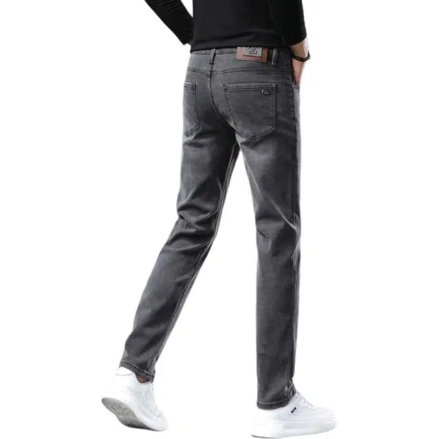 特斯型 时尚潮流男秋季直筒修身弹力轻奢商务灰长裤子牛仔裤 男款
