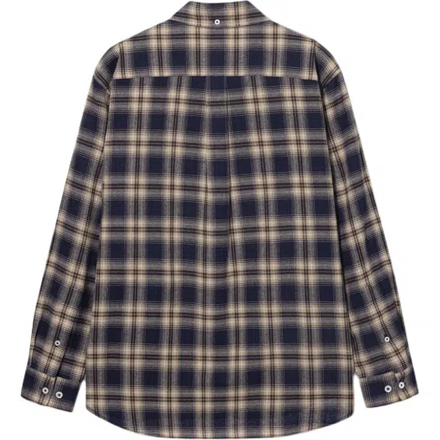 Dunst UNISEX CHECK FLANNEL SHIRT NAVY