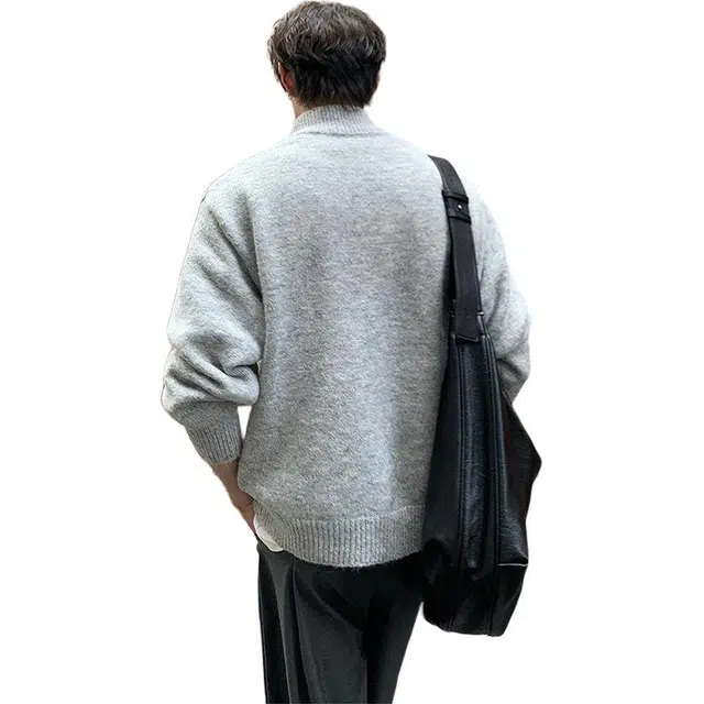 佐菲利 美式双拉链开衫高街立领外套潮牌百搭休闲情侣上衣针织衫 男女同款