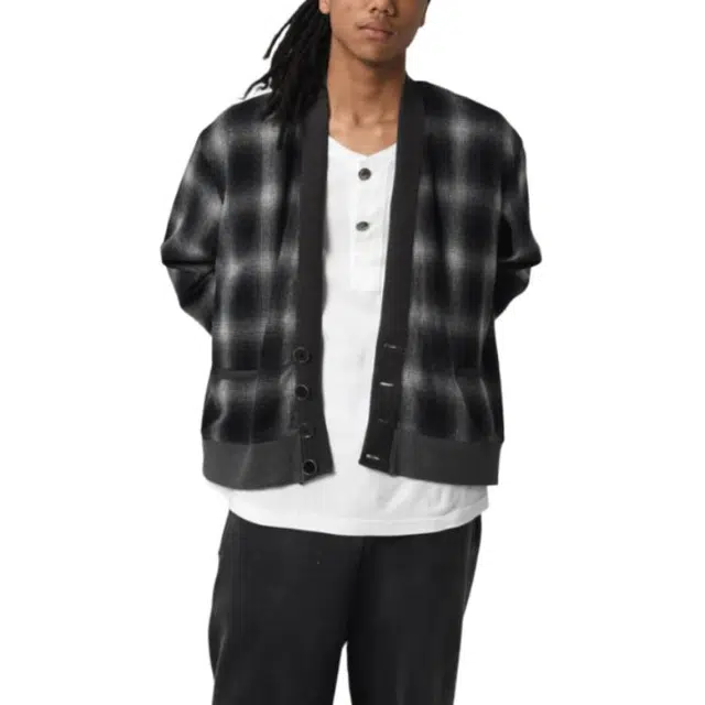 bowwow SS25 WOOL CHECK CARDIGAN V