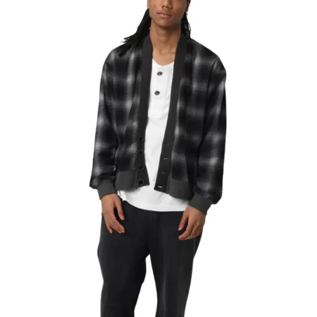 bowwow SS25 WOOL CHECK CARDIGAN V