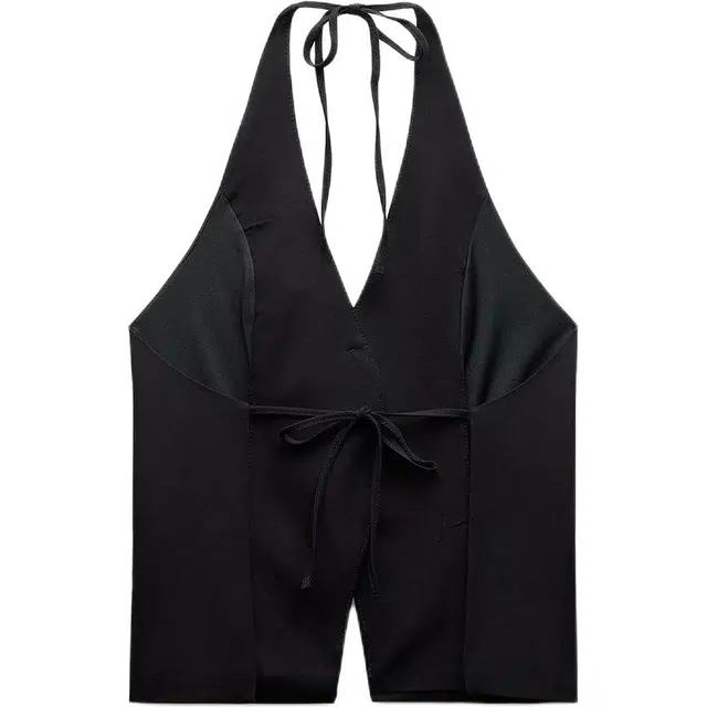 ZARA Halter V-Neck Tie Back Top