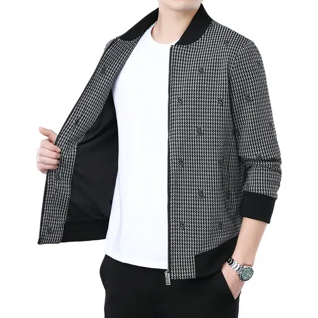 太子龍 厚款格子潮流百搭棒球领休闲夹克 男款