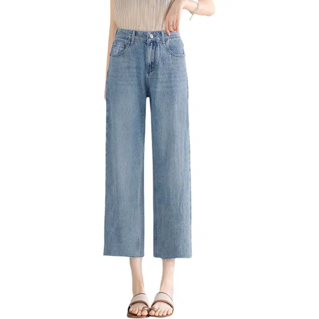 惟熙 薄款高腰垂感直筒裤子牛仔裤 女款