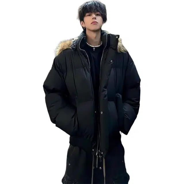 黑马漫画 美式短款毛领男款秋季痞帅高级感连帽棉服 男女同款