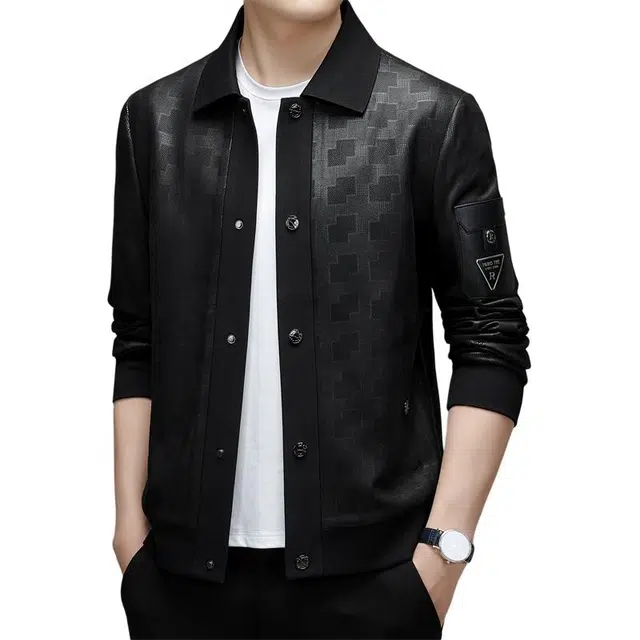 太子龍 春秋季格子字母时尚潮流爸爸装中青年男装夹克外套 男款