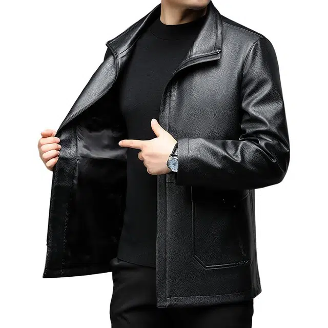 太子龍 爸爸装海宁皮毛一体保暖防寒外套皮衣 男款