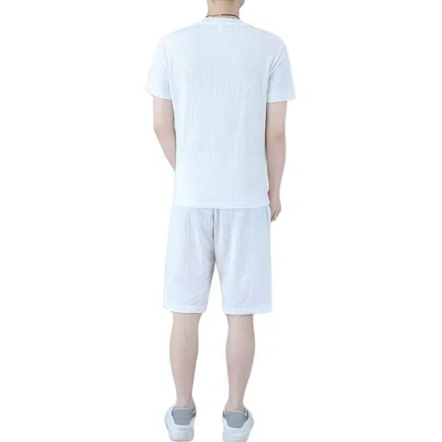 大白鲨 夏季时尚欧版短袖青年帅气长裤休闲两件套套装 男款