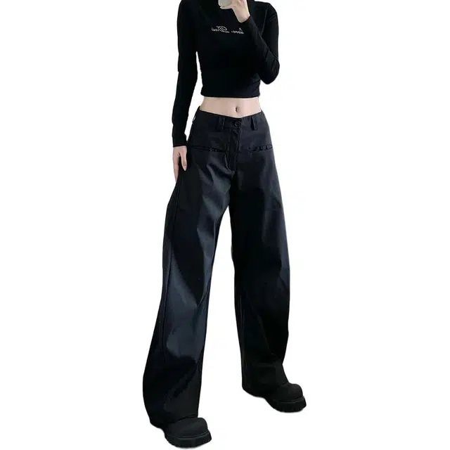 么宁  复古老钱西装秋冬百搭宽松阔腿休闲裤 女款