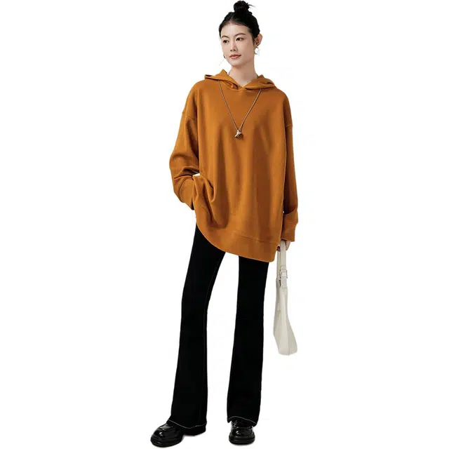美洋 宽松慵懒简约连帽卫衣 女款 橙色