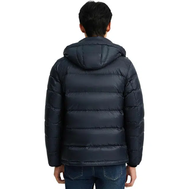迪柯尼 灰标系列 时尚面包连帽百搭羽绒服 男款 深宝蓝