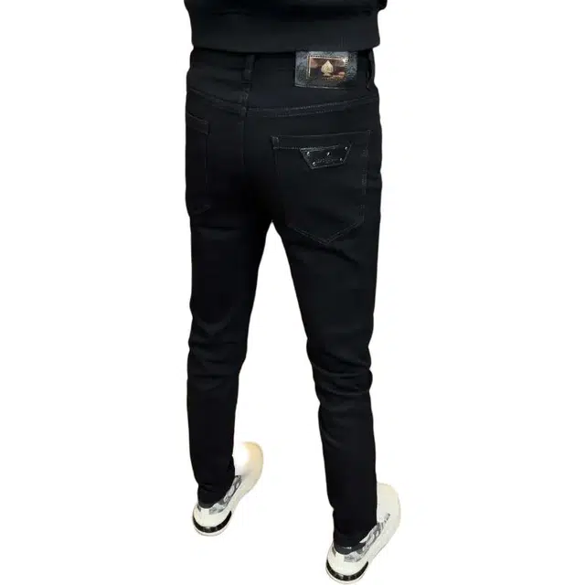 吉肯蒂 春秋款纯色欧版男牛仔裤子修身休闲百搭弹力显瘦加绒潮流小脚长裤 男款