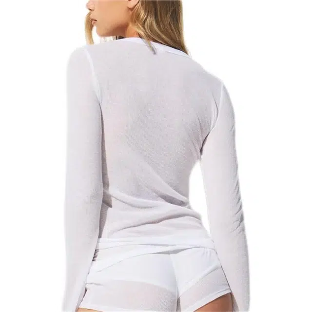 SKIMS SHEER RIB LONG SLEEVE HENLEY FW25T