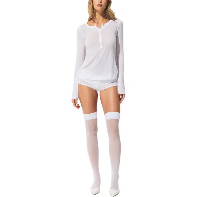 SKIMS SHEER RIB LONG SLEEVE HENLEY FW25T