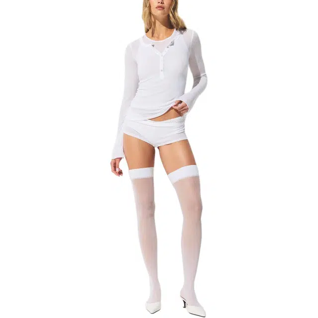 SKIMS SHEER RIB LONG SLEEVE HENLEY FW25T