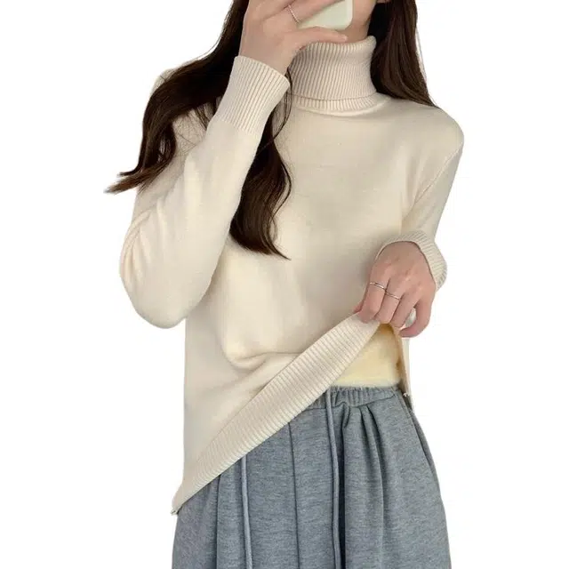 俞兆林 法式时尚舒适简约百搭高领打底衫洋气上衣针织衫 女款