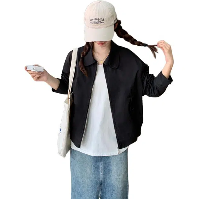 邦固依品 短款休闲外套女春秋季穿搭高级感宽松显瘦上衣洋气小个子长袖夹克 女款