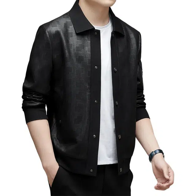 太子龍 春秋季格子字母时尚潮流爸爸装中青年男装夹克外套 男款