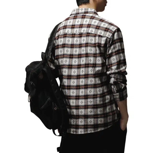 贵色 百搭美式复古格子纯棉长袖衬衫 男女同款