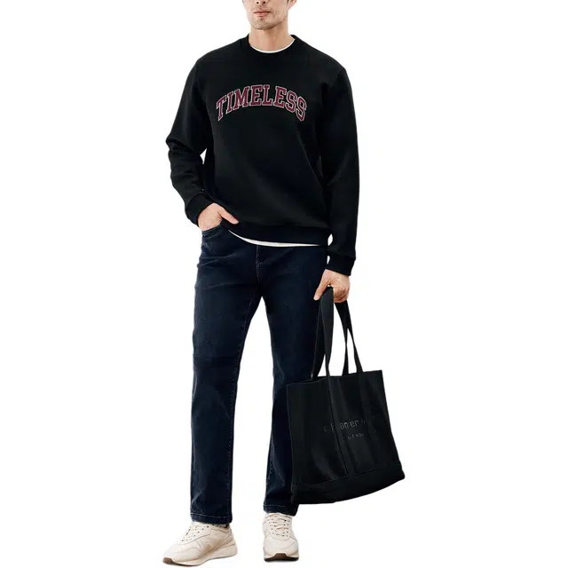 丹宁哲学 贴布绣花内里磨毛空气层圆领卫衣 男款