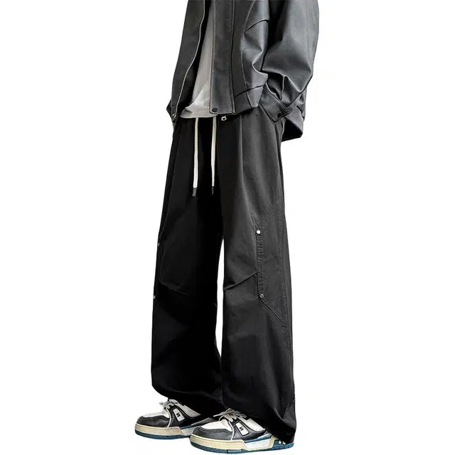 头号青年 弹力松紧时尚显腿长阔腿工装休闲裤 男款