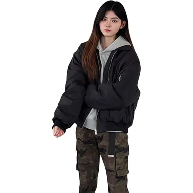 单爵 美式短款飞行男款冬季翻领棒球服工装加厚外套夹克棉服 男女同款