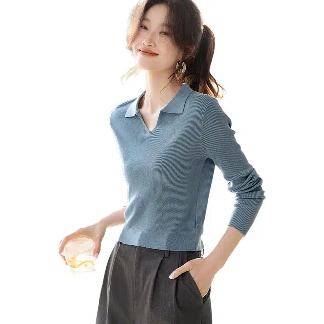 沫晗依美 翻领常规针织衫 女款