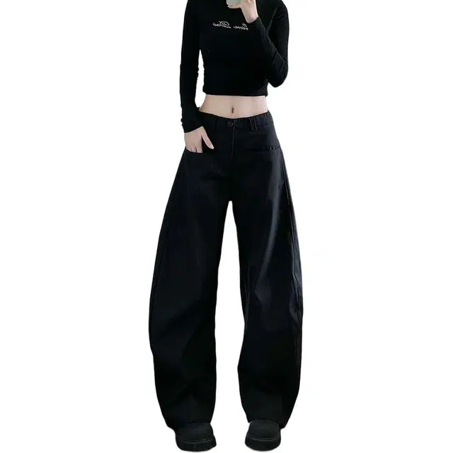 么宁  复古老钱西装秋冬百搭宽松阔腿休闲裤 女款