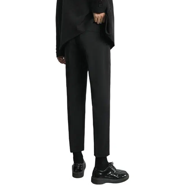 吉肯蒂 九分休闲西裤男秋季抗皱垂感修身直筒西装裤男士长裤 男款