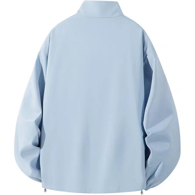 八哥 美式高街基础款经典复古纯色格纹撞色时尚潮流舒适设计感宽松百搭日常通勤简约工装飞行员拉链翻领长袖外套夹克 男女同款