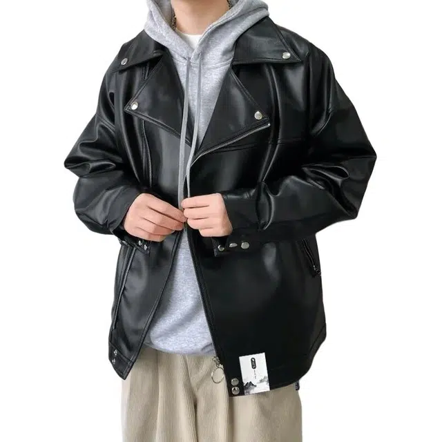 【复古痞帅风斜拉链机车外套】布客行 基础简约工装防风防水美拉德色系狂野硬朗不羁摇滚赛博朋克叛逆霸气个性有筋骨感夹克 男女同款