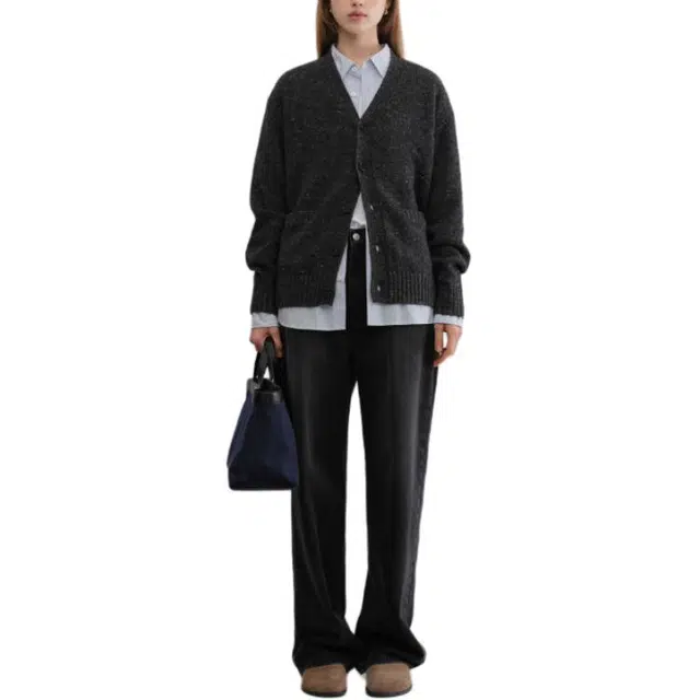 Dunst UNISEX BOYFRIEND KNIT CARDIGAN CHARCOAL GREY V