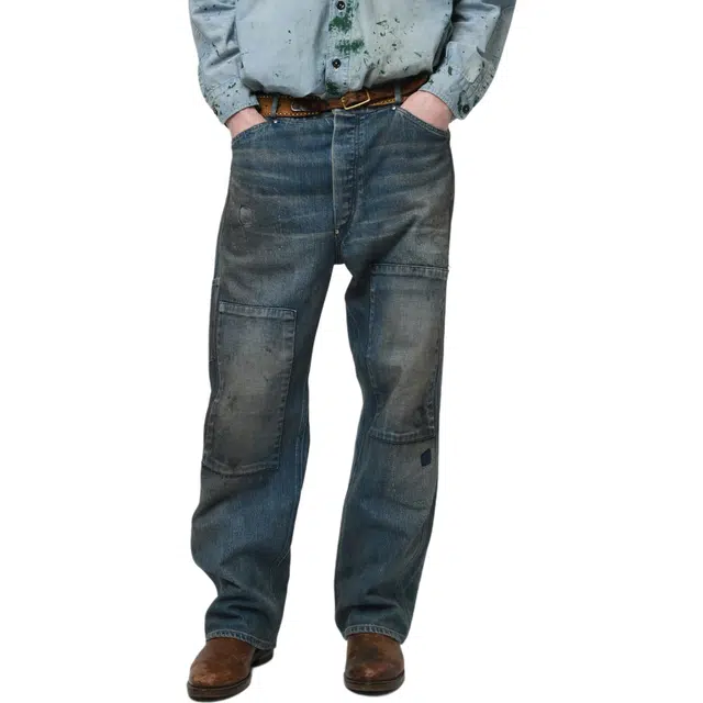 bowwow FW25 MINER'S REPAIRED DENIM WORK PANTS