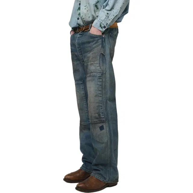 bowwow FW25 MINER'S REPAIRED DENIM WORK PANTS