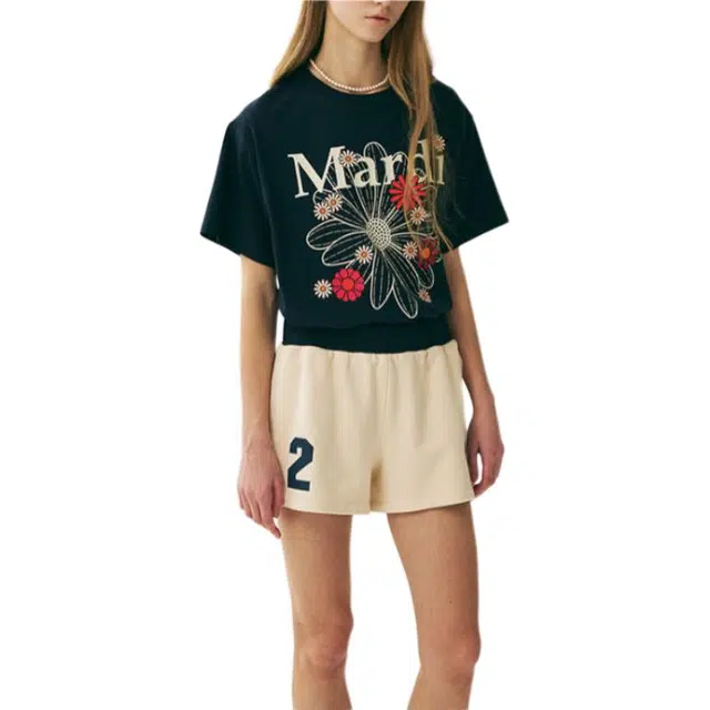 MARDI MERCREDI SS25 TSHIRT FLOWERMARDI BLOSSOM_NAVY IVORY T