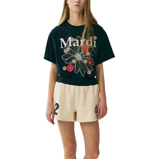 MARDI MERCREDI SS25 TSHIRT FLOWERMARDI BLOSSOM_NAVY IVORY T