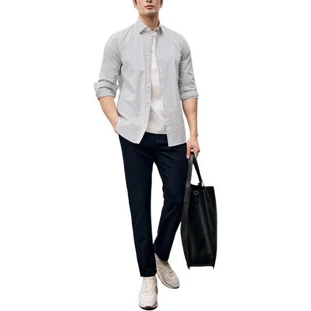 丹宁哲学 春季精致绅士 日本和歌山色织条纹面料衬衫 男款