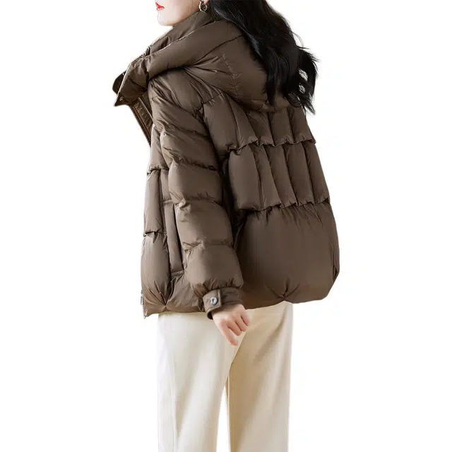 杭依阁 保暖纯色连帽休闲舒适时尚长袖羽绒服 女款