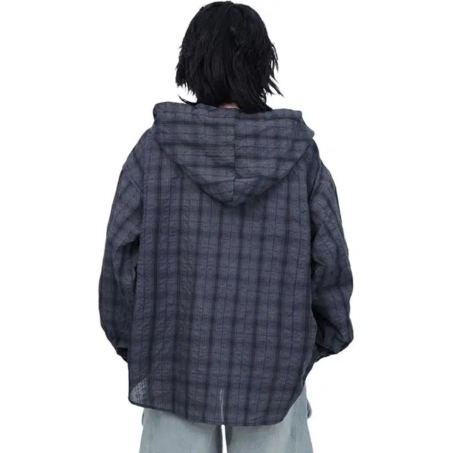 单爵 连帽衬衫外搭衬衣夏季轻薄外套宽松慵懒风休闲防晒服 男女同款