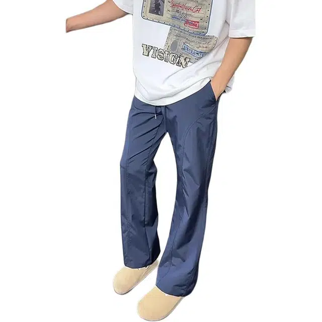 单爵 微喇速干裤子夏季薄款机能软壳裤防水美式斜切休闲裤 男女同款