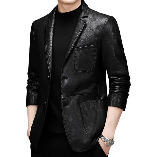 太子龍 奢侈高档品牌真皮秋冬季翻领商务休闲皮衣 男款