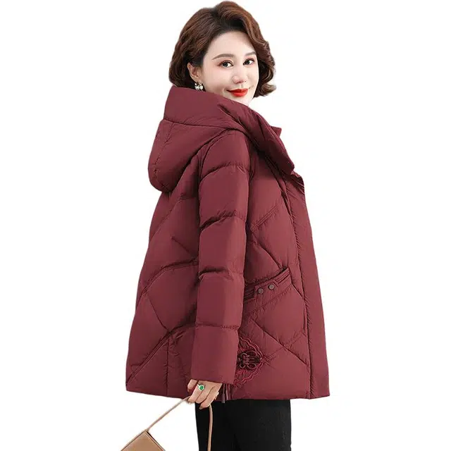 雅鹿 时尚百搭纯色拉链连帽长袖羽绒服 女款